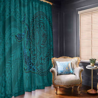 Hawaiian Whales Polynesian Art Motifs Window Curtain Turquoise Color LT03 - Polynesian Pride