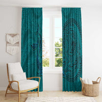 Hawaiian Whales Polynesian Art Motifs Window Curtain Turquoise Color LT03 - Polynesian Pride