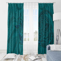 Hawaiian Whales Polynesian Art Motifs Window Curtain Turquoise Color LT03 - Polynesian Pride