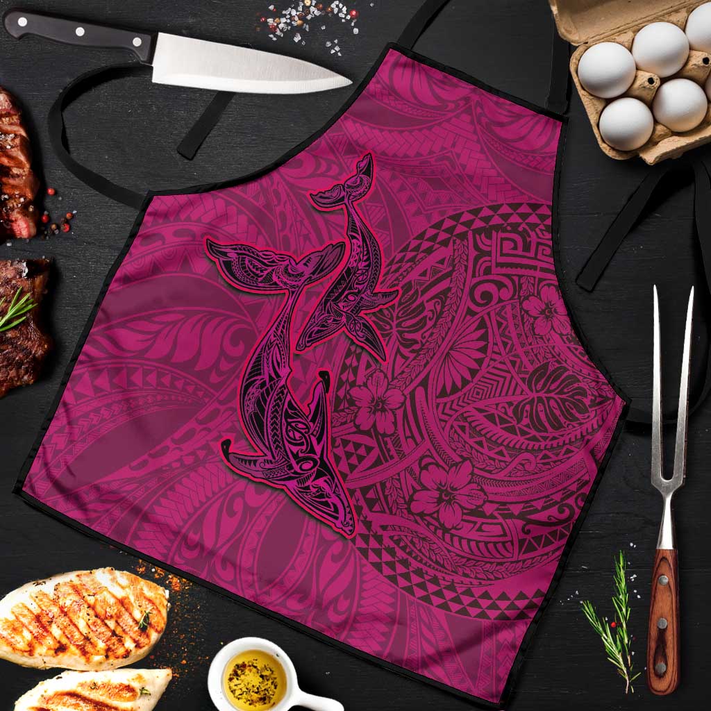 Hawaiian Whales Polynesian Art Motifs Apron Pink Color LT03 Pink - Polynesian Pride