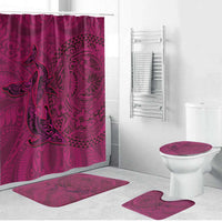 Hawaiian Whales Polynesian Art Motifs Bathroom Set Pink Color LT03 Bathroom Set (4 pcs) Pink - Polynesian Pride