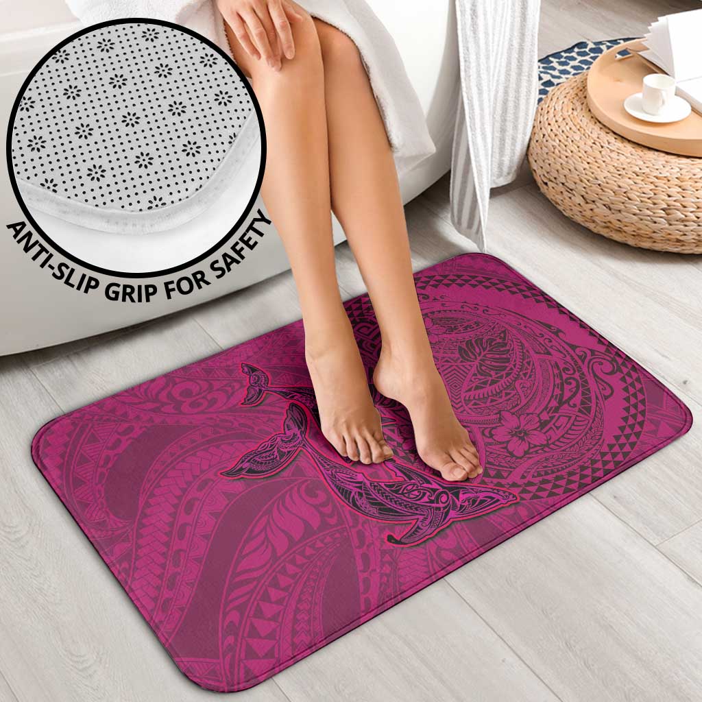 Hawaiian Whales Polynesian Art Motifs Bathroom Set Pink Color LT03 - Polynesian Pride