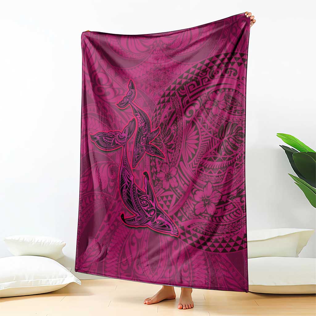 Hawaiian Whales Polynesian Art Motifs Blanket Pink Color LT03 - Polynesian Pride