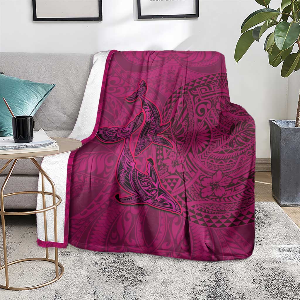 Hawaiian Whales Polynesian Art Motifs Blanket Pink Color LT03 - Polynesian Pride