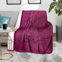 Hawaiian Whales Polynesian Art Motifs Blanket Pink Color LT03 - Polynesian Pride
