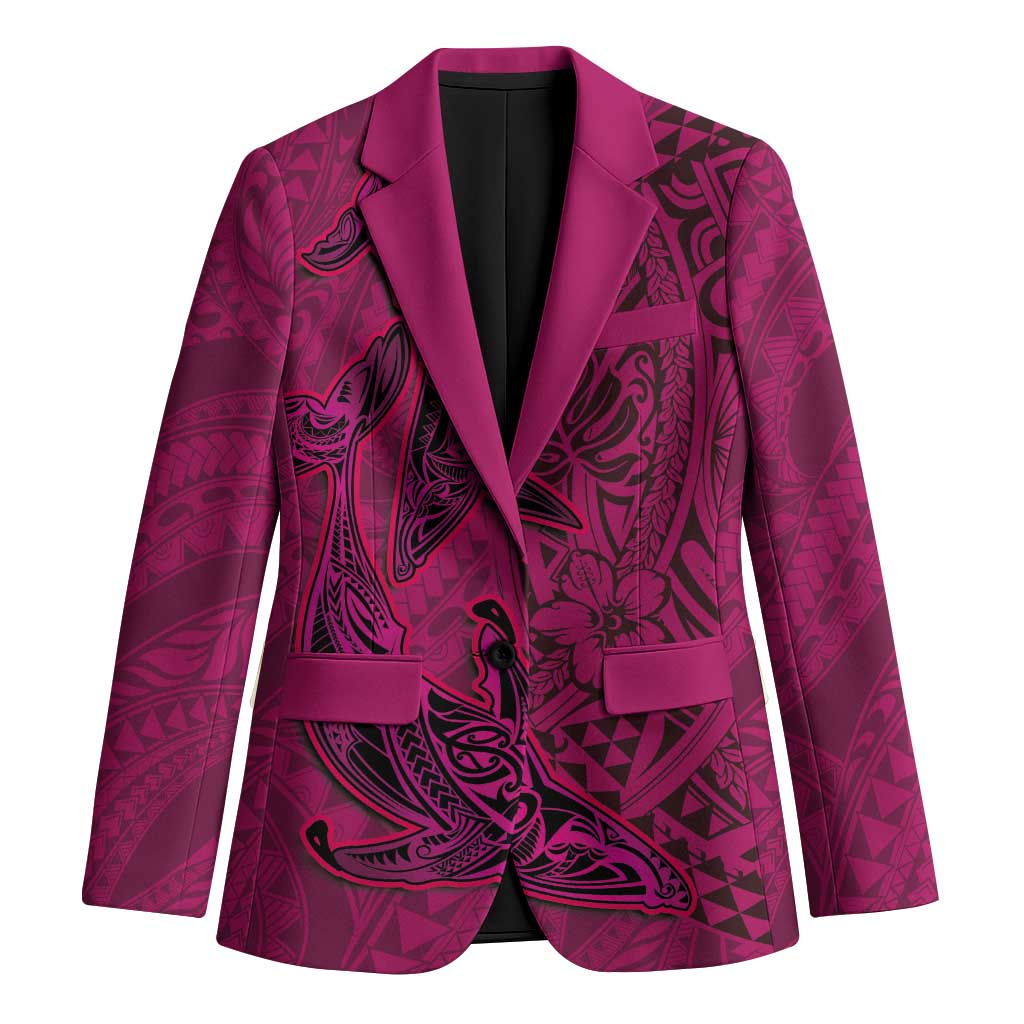 Hawaiian Whales Polynesian Art Motifs Blazer Pink Color LT03 Unisex Pink - Polynesian Pride