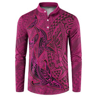 Hawaiian Whales Polynesian Art Motifs Button Sweatshirt Pink Color LT03 Pink - Polynesian Pride