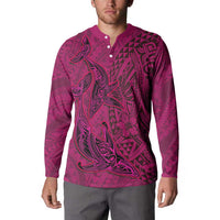 Hawaiian Whales Polynesian Art Motifs Button Sweatshirt Pink Color LT03 - Polynesian Pride