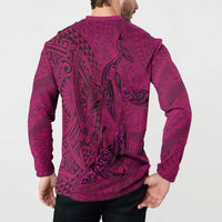 Hawaiian Whales Polynesian Art Motifs Button Sweatshirt Pink Color LT03 - Polynesian Pride