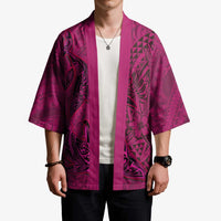 Hawaiian Whales Polynesian Art Motifs Kimono Pink Color LT03 - Polynesian Pride