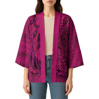 Hawaiian Whales Polynesian Art Motifs Kimono Pink Color LT03 - Polynesian Pride
