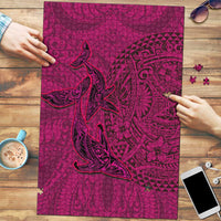 Hawaiian Whales Polynesian Art Motifs Puzzle Pink Color LT03 Pink - Polynesian Pride