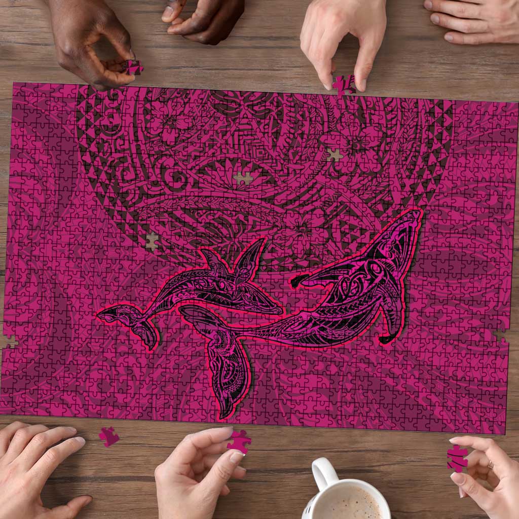 Hawaiian Whales Polynesian Art Motifs Puzzle Pink Color LT03 - Polynesian Pride