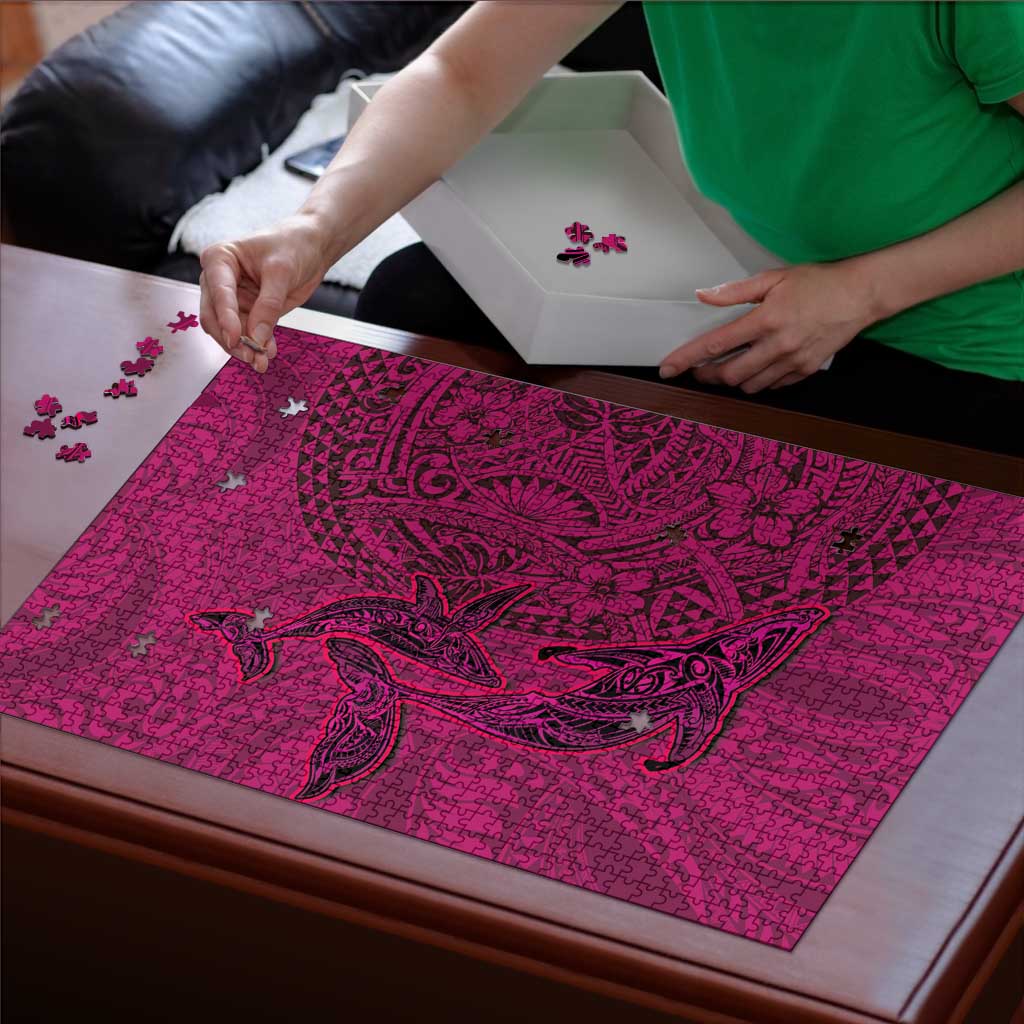 Hawaiian Whales Polynesian Art Motifs Puzzle Pink Color LT03 - Polynesian Pride