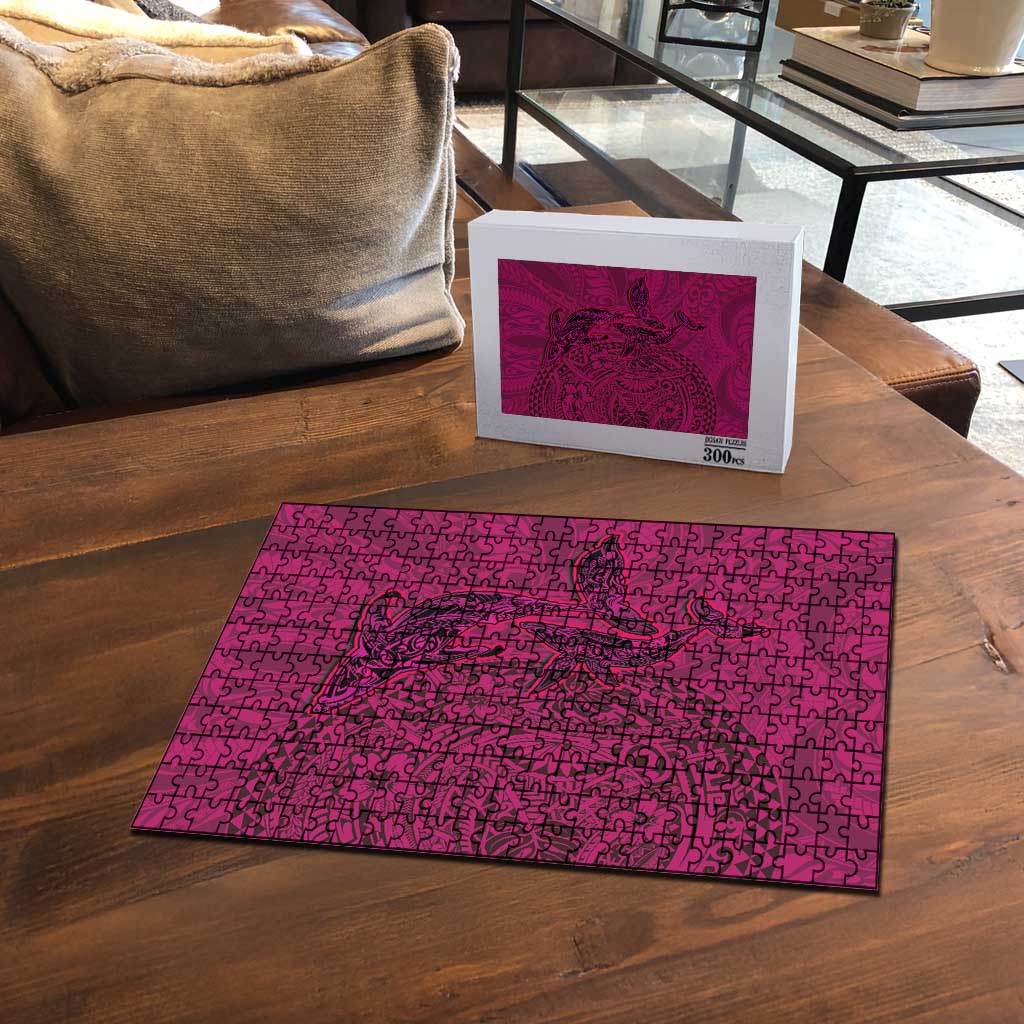 Hawaiian Whales Polynesian Art Motifs Puzzle Pink Color LT03 - Polynesian Pride