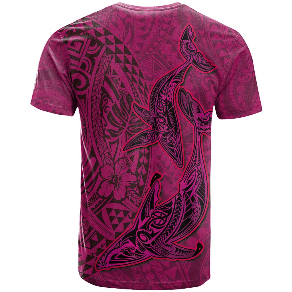 Hawaiian Whales Polynesian Art Motifs T Shirt Pink Color LT03 - Polynesian Pride