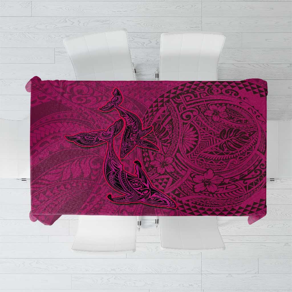Hawaiian Whales Polynesian Art Motifs Tablecloth Pink Color LT03 Pink - Polynesian Pride