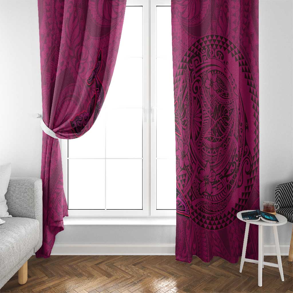 Hawaiian Whales Polynesian Art Motifs Window Curtain Pink Color LT03 - Polynesian Pride