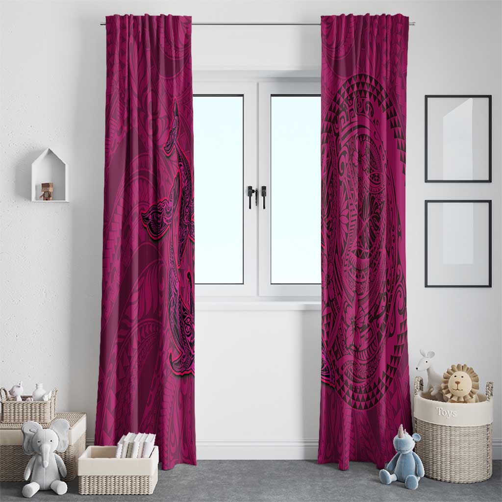 Hawaiian Whales Polynesian Art Motifs Window Curtain Pink Color LT03 - Polynesian Pride