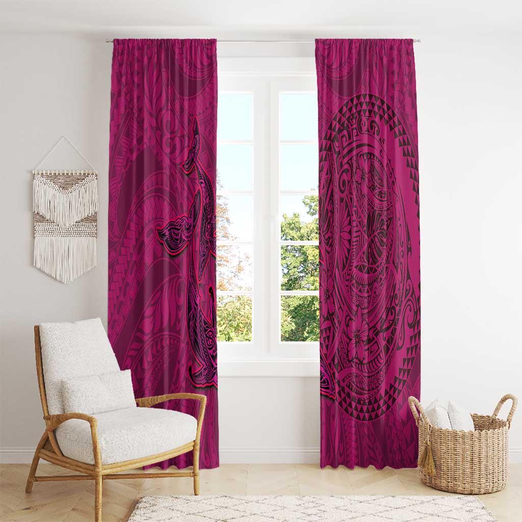 Hawaiian Whales Polynesian Art Motifs Window Curtain Pink Color LT03 - Polynesian Pride