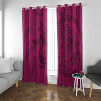 Hawaiian Whales Polynesian Art Motifs Window Curtain Pink Color LT03 With Grommets Pink - Polynesian Pride