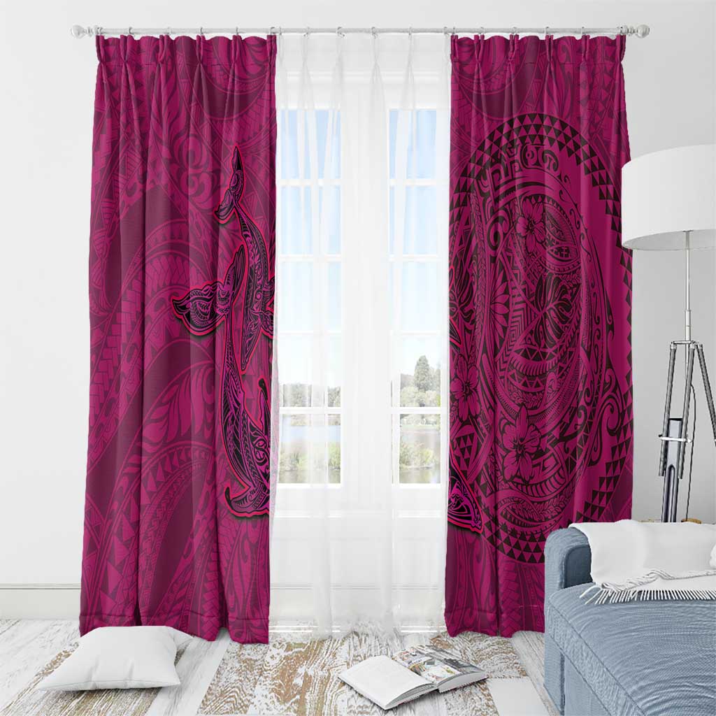 Hawaiian Whales Polynesian Art Motifs Window Curtain Pink Color LT03 - Polynesian Pride