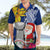 Custom Northern Mariana Islands Christmas Hawaiian Shirt Funny Santa Hug Latte Stone Ylang-ylang and Polynesia Pattern Blue LT03 - Polynesian Pride