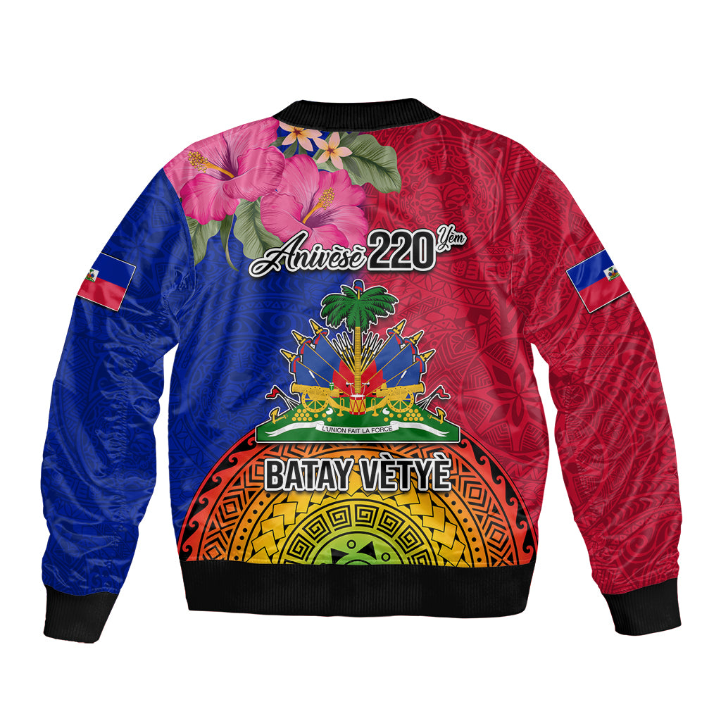 Haiti Battle of Vertieres Sleeve Zip Bomber Jacket The Haitian Revolution 220th Anniversary Polynesian Style LT03 - Polynesian Pride