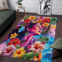 Polynesian Women Area Rug Tropical Plant - Vibrant Surreal Dreamscape Vibe LT03 Pink-Purple - Polynesian Pride