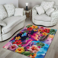 Polynesian Women Area Rug Tropical Plant - Vibrant Surreal Dreamscape Vibe LT03 - Polynesian Pride