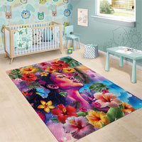 Polynesian Women Area Rug Tropical Plant - Vibrant Surreal Dreamscape Vibe LT03 - Polynesian Pride