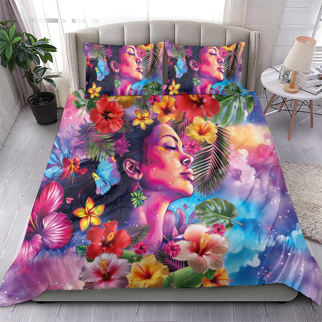 Polynesian Women Bedding Set Tropical Plant - Vibrant Surreal Dreamscape Vibe LT03 - Polynesian Pride