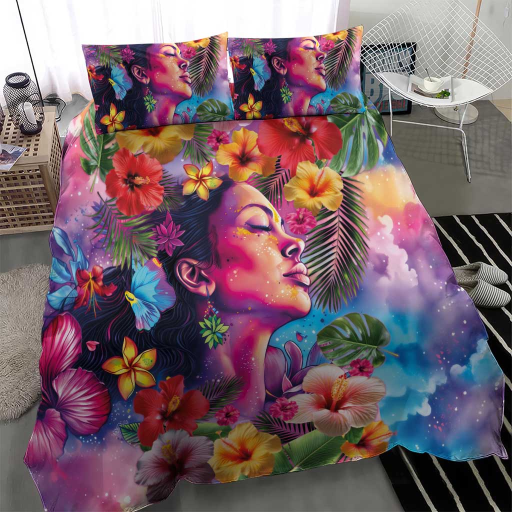 Polynesian Women Bedding Set Tropical Plant - Vibrant Surreal Dreamscape Vibe LT03 - Polynesian Pride