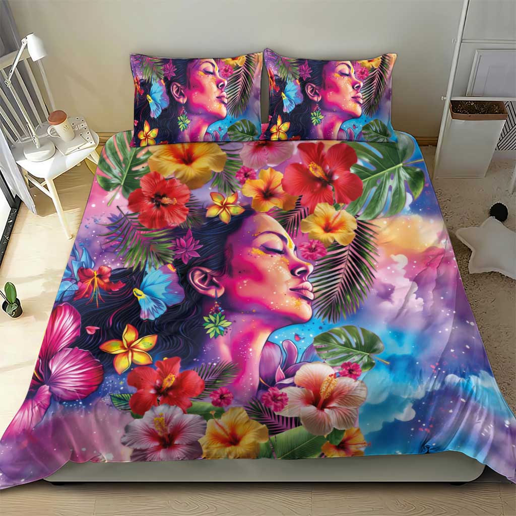 Polynesian Women Bedding Set Tropical Plant - Vibrant Surreal Dreamscape Vibe LT03 - Polynesian Pride