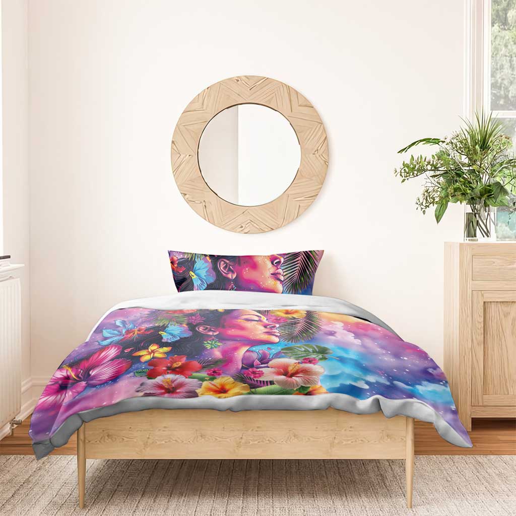 Polynesian Women Bedding Set Tropical Plant - Vibrant Surreal Dreamscape Vibe LT03 - Polynesian Pride