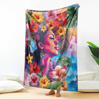 Polynesian Women Blanket Tropical Plant - Vibrant Surreal Dreamscape Vibe LT03 - Polynesian Pride