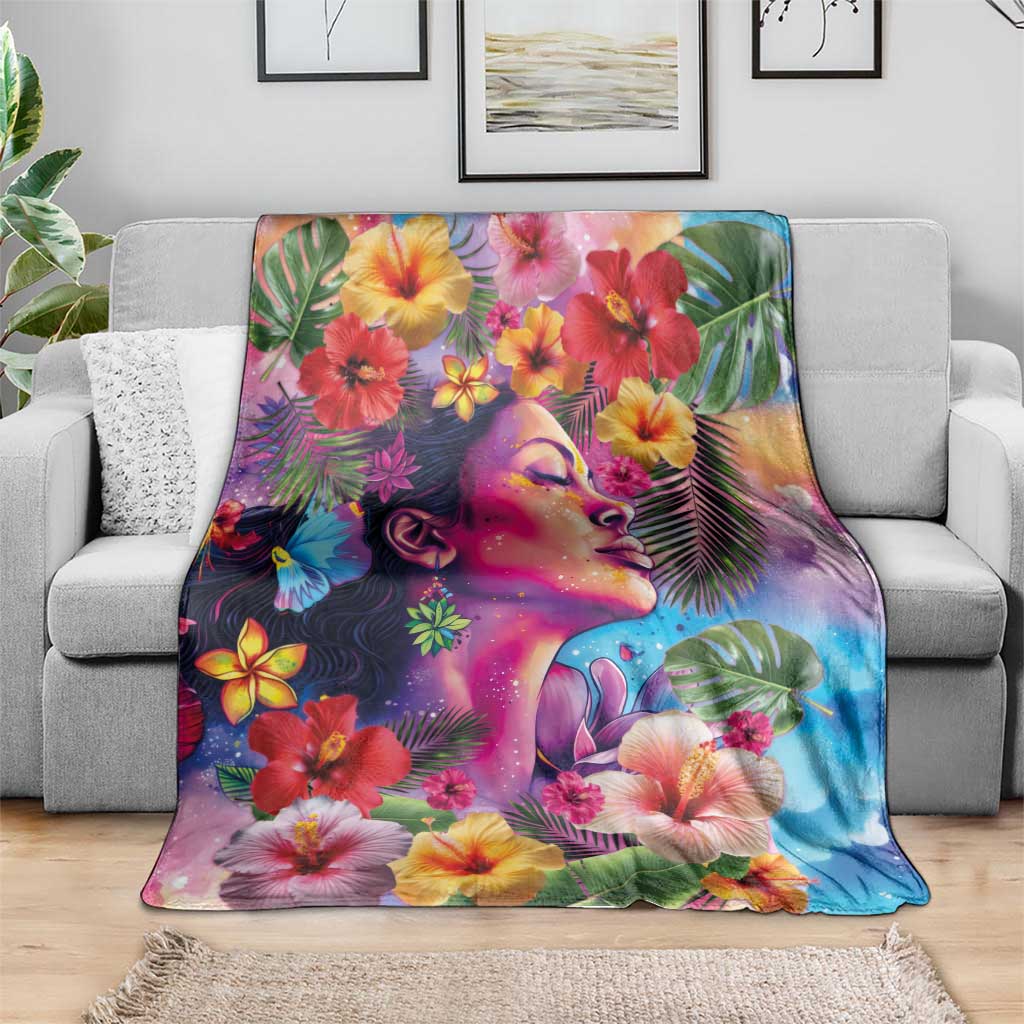 Polynesian Women Blanket Tropical Plant - Vibrant Surreal Dreamscape Vibe LT03 - Polynesian Pride