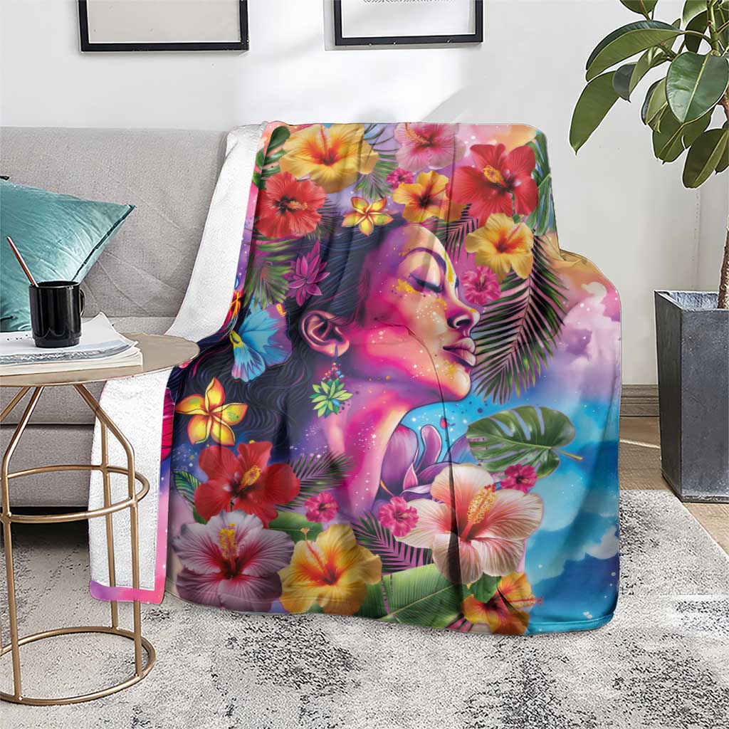 Polynesian Women Blanket Tropical Plant - Vibrant Surreal Dreamscape Vibe LT03 - Polynesian Pride