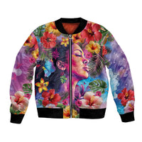 Polynesian Women Bomber Jacket Tropical Plant - Vibrant Surreal Dreamscape Vibe LT03 Unisex Pink-Purple - Polynesian Pride