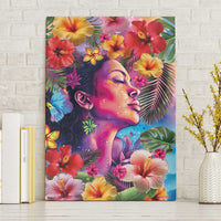 Polynesian Women Canvas Wall Art Tropical Plant - Vibrant Surreal Dreamscape Vibe LT03 Without Frame Pink-Purple - Polynesian Pride