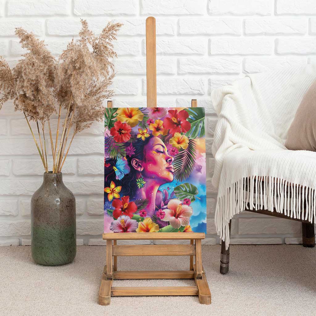 Polynesian Women Canvas Wall Art Tropical Plant - Vibrant Surreal Dreamscape Vibe LT03 - Polynesian Pride