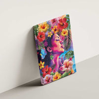 Polynesian Women Canvas Wall Art Tropical Plant - Vibrant Surreal Dreamscape Vibe LT03 - Polynesian Pride