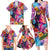 Polynesian Women Family Matching Long Sleeve Bodycon Dress and Hawaiian Shirt Tropical Plant - Vibrant Surreal Dreamscape Vibe