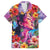 Polynesian Women Family Matching Off Shoulder Short Dress and Hawaiian Shirt Tropical Plant - Vibrant Surreal Dreamscape Vibe