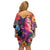 Polynesian Women Family Matching Off Shoulder Short Dress and Hawaiian Shirt Tropical Plant - Vibrant Surreal Dreamscape Vibe