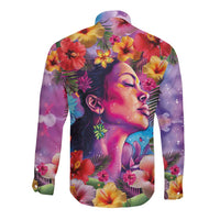 Polynesian Women Long Sleeve Button Shirt Tropical Plant - Vibrant Surreal Dreamscape Vibe LT03 - Polynesian Pride