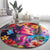 Polynesian Women Round Carpet Tropical Plant - Vibrant Surreal Dreamscape Vibe