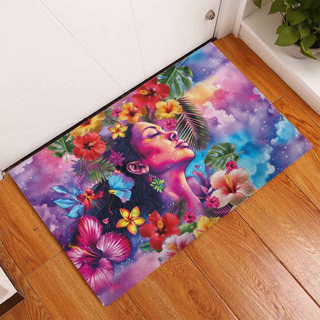 Polynesian Women Rubber Doormat Tropical Plant - Vibrant Surreal Dreamscape Vibe LT03 - Polynesian Pride