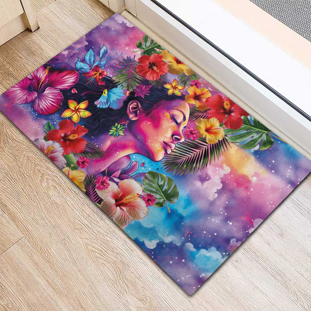 Polynesian Women Rubber Doormat Tropical Plant - Vibrant Surreal Dreamscape Vibe LT03 - Polynesian Pride