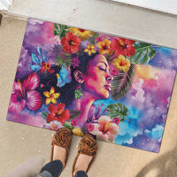 Polynesian Women Rubber Doormat Tropical Plant - Vibrant Surreal Dreamscape Vibe LT03 - Polynesian Pride